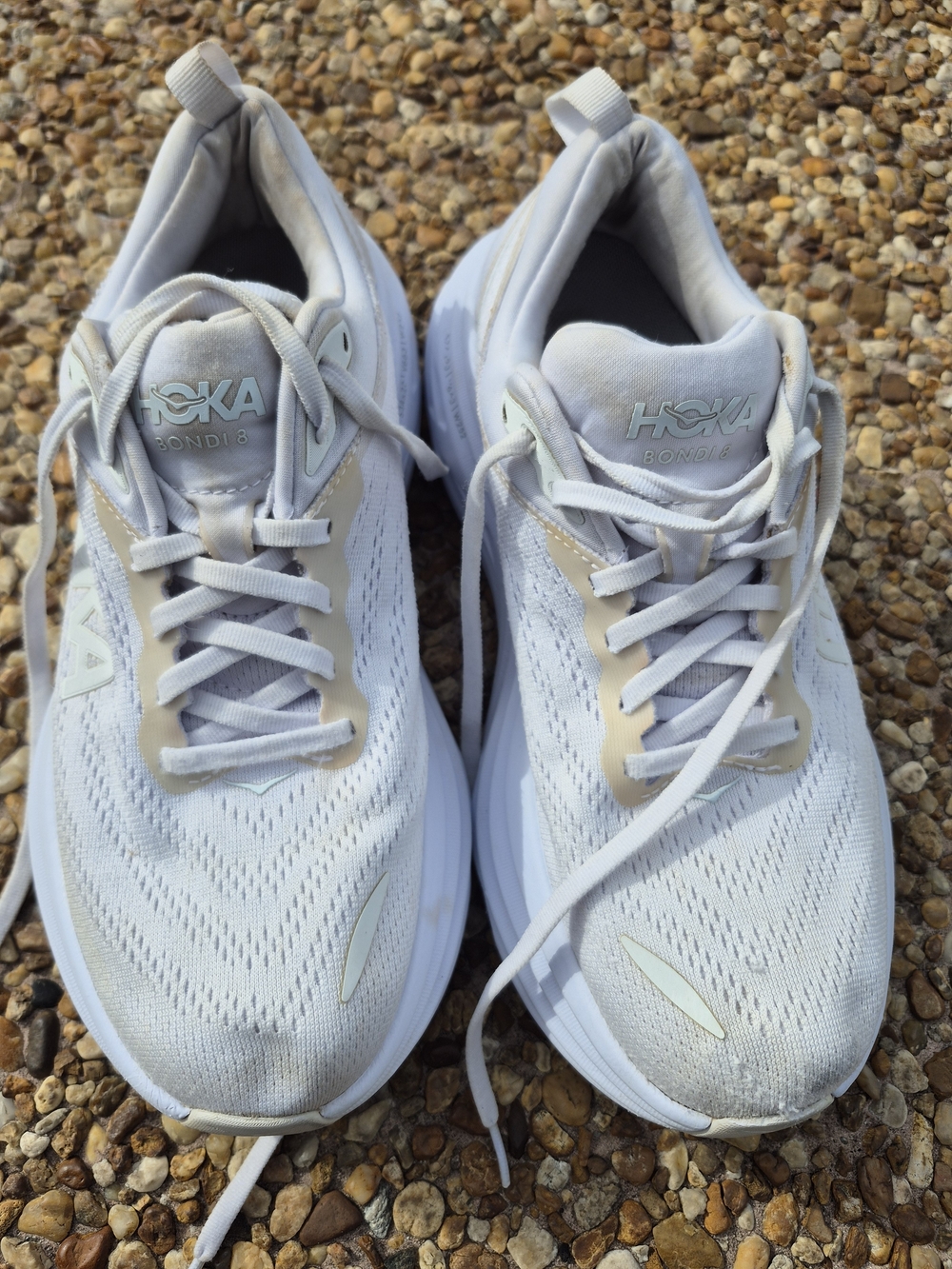 HOKA Bondi 8 Men's Running Shoes White/Cream Size US 9D EU 42⅔ Athletic Sneakers